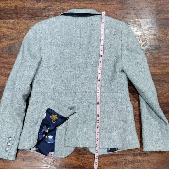 Talbots Wool Aberdeen Houndstooth Notch Lapel Single Breasted Blazer Gray US 2 - Picture 15 of 15